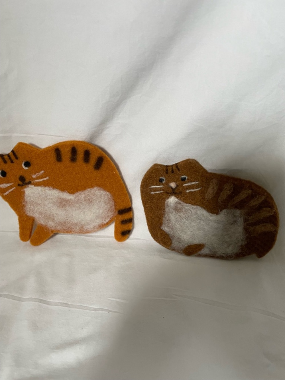 Handmade felt cat coasters